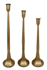 Gold Cast Iron Taper Candle Holders, Set of 3