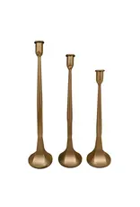 Gold Cast Iron Taper Candle Holders, Set of 3