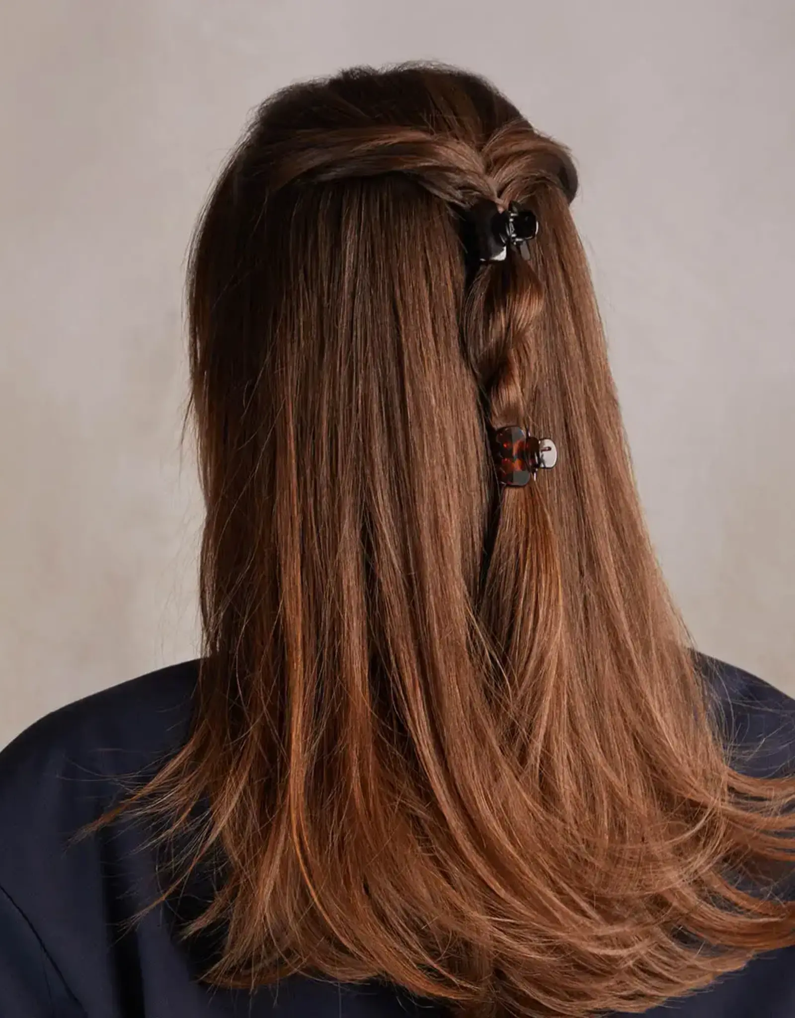 Recycled Plastic Mini Puffy Claw Clips 6pc Set- Black/Tort