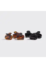 Recycled Plastic Mini Puffy Claw Clips 6pc Set- Black/Tort