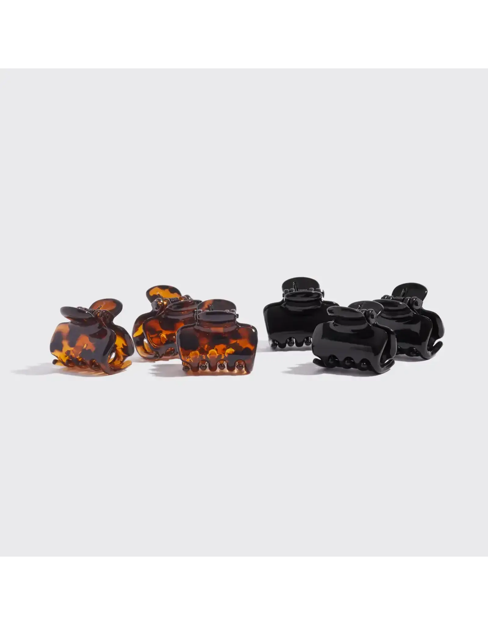 Recycled Plastic Mini Puffy Claw Clips 6pc Set- Black/Tort