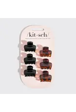 Recycled Plastic Mini Puffy Claw Clips 6pc Set- Black/Tort