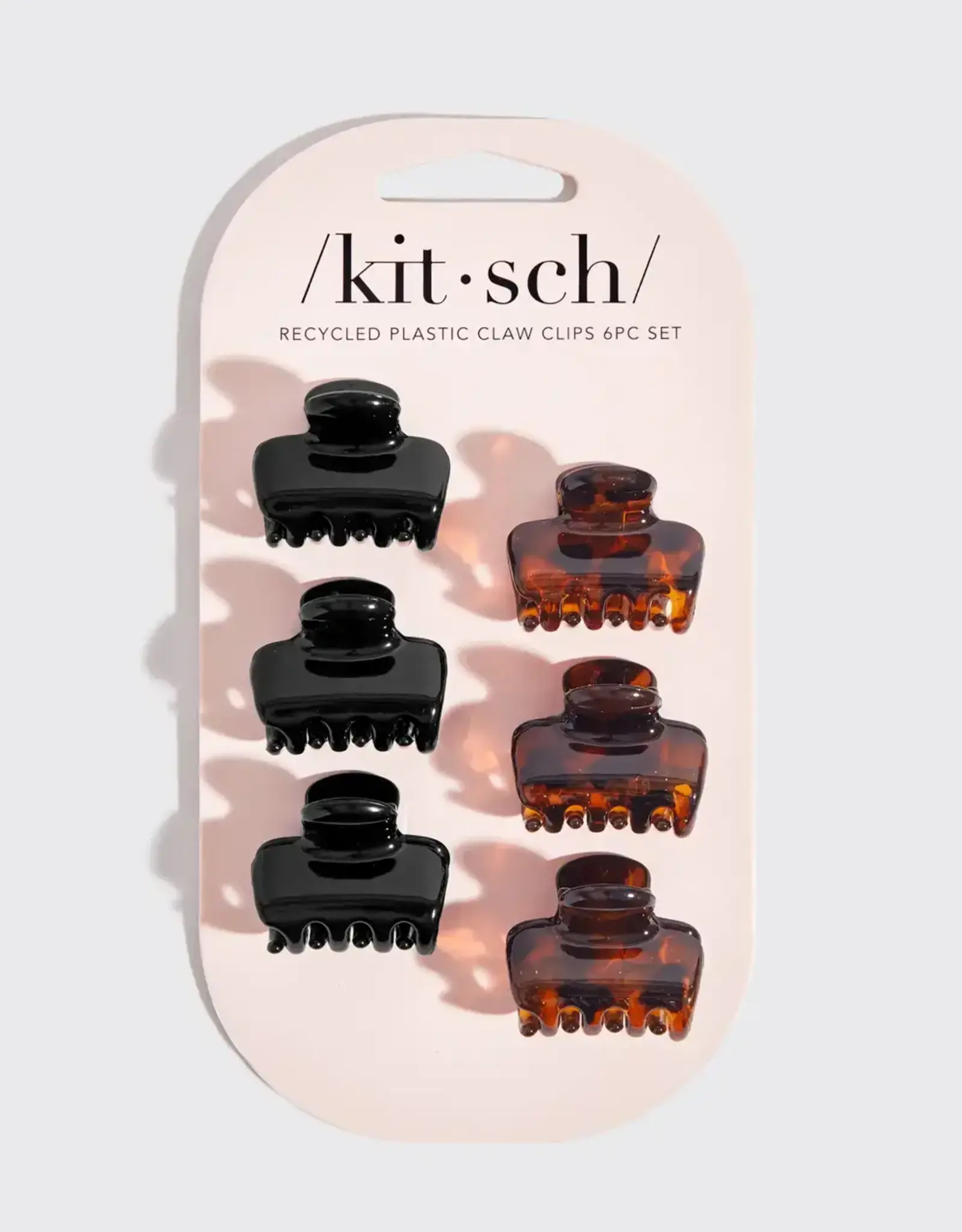 Recycled Plastic Mini Puffy Claw Clips 6pc Set- Black/Tort