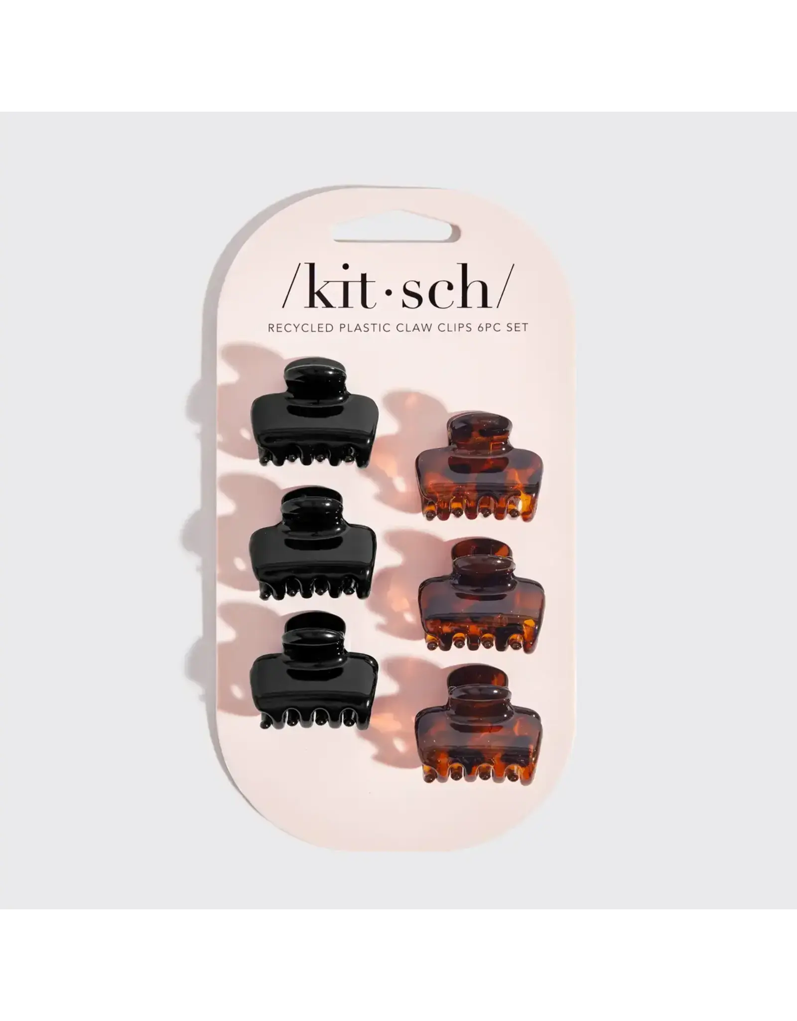 Recycled Plastic Mini Puffy Claw Clips 6pc Set- Black/Tort