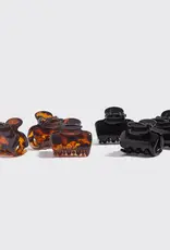 Recycled Plastic Mini Puffy Claw Clips 6pc Set- Black/Tort