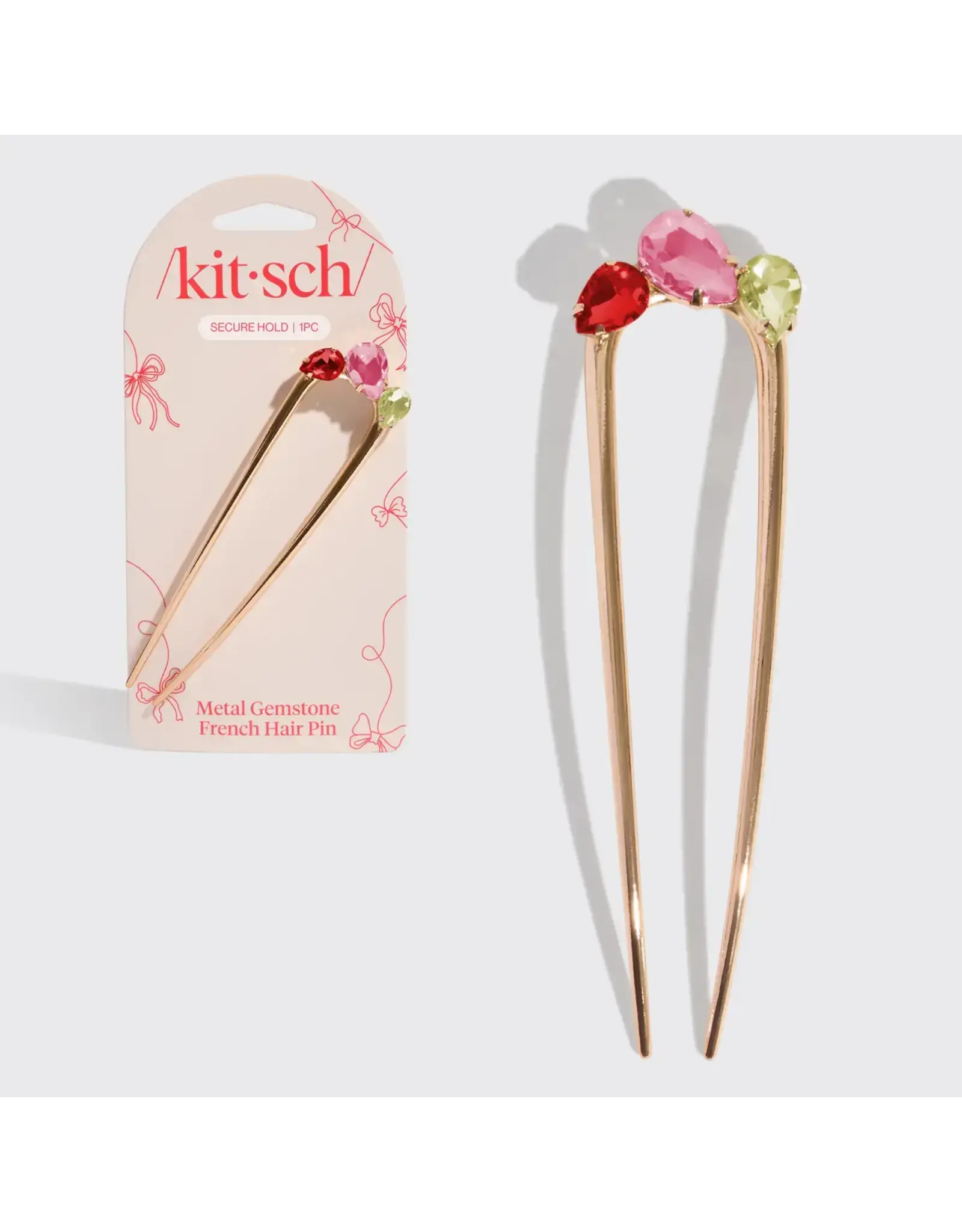 Holiday Gemstone French Hair Pin