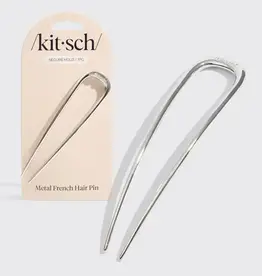 Metal French Hair Pin - Silver