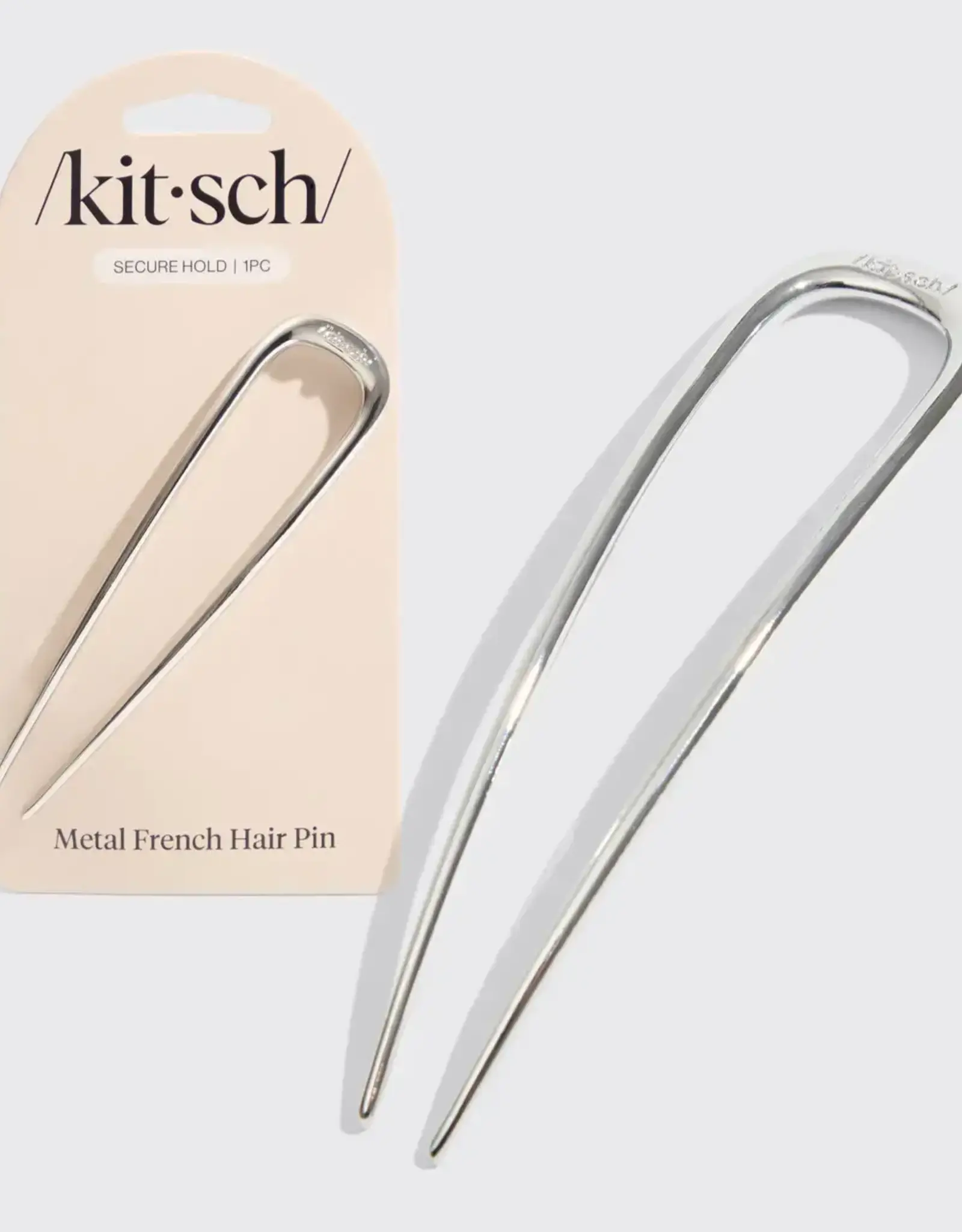 Metal French Hair Pin - Silver