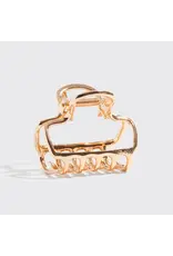 Metal Medium Open Shape Puffy Claw Clip - Gold