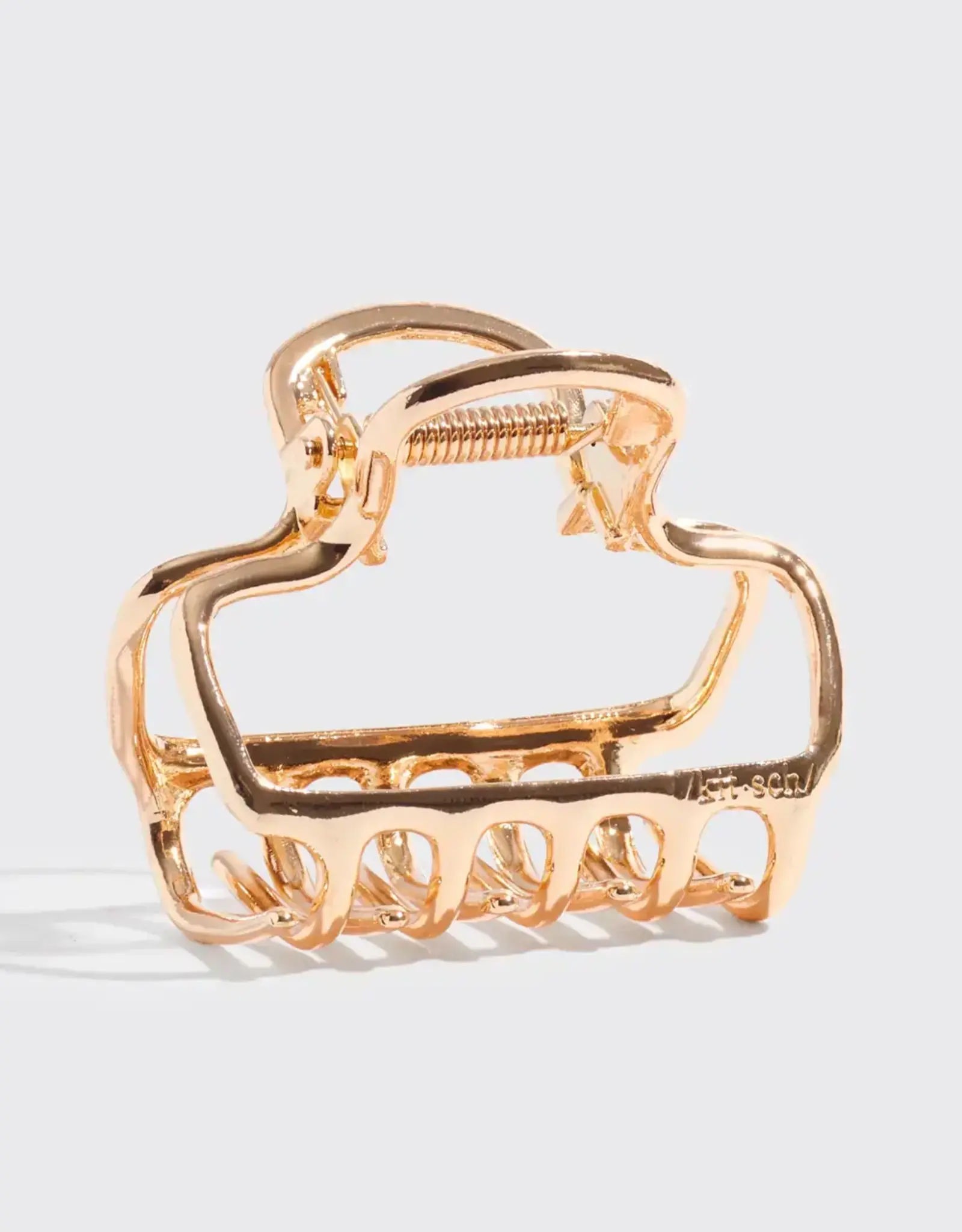 Metal Medium Open Shape Puffy Claw Clip - Gold