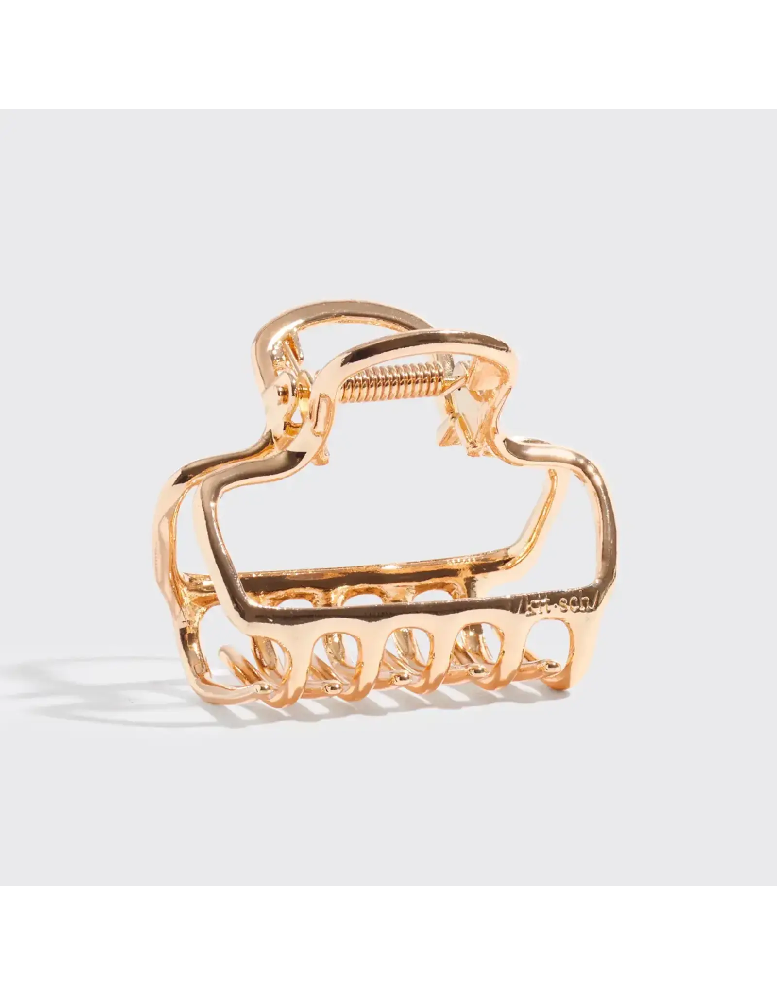 Metal Medium Open Shape Puffy Claw Clip - Gold
