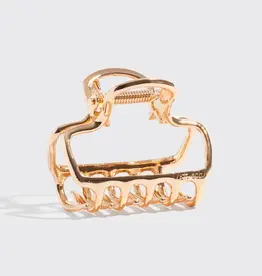 Metal Medium Open Shape Puffy Claw Clip - Gold