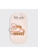 Metal Medium Open Shape Puffy Claw Clip - Gold