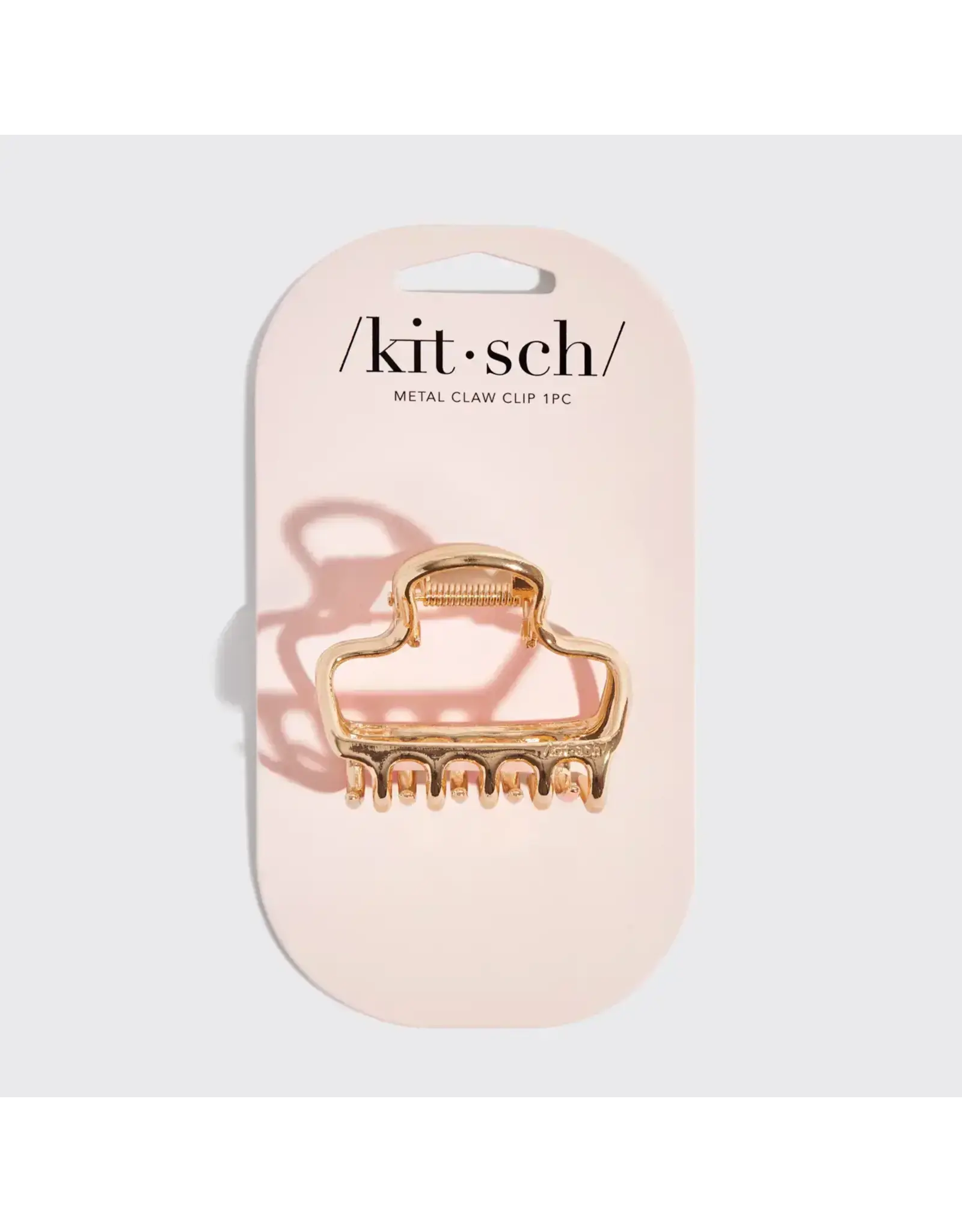 Metal Medium Open Shape Puffy Claw Clip - Gold
