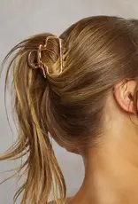 Metal Medium Open Shape Puffy Claw Clip - Gold