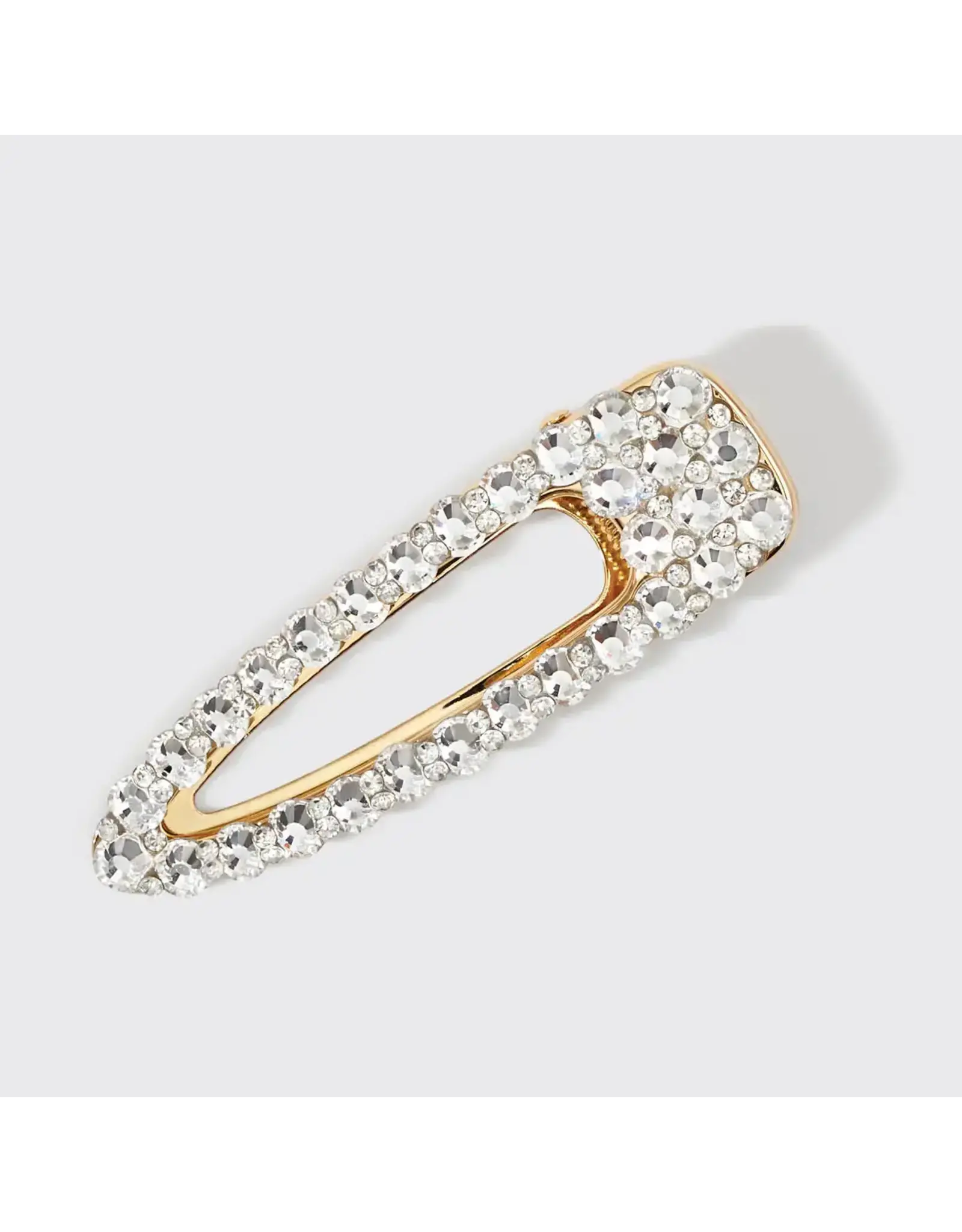 Metal Rhinestone Large Open Shape Hair Clip 1pc - Gold