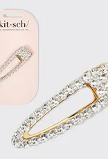 Metal Rhinestone Large Open Shape Hair Clip 1pc - Gold