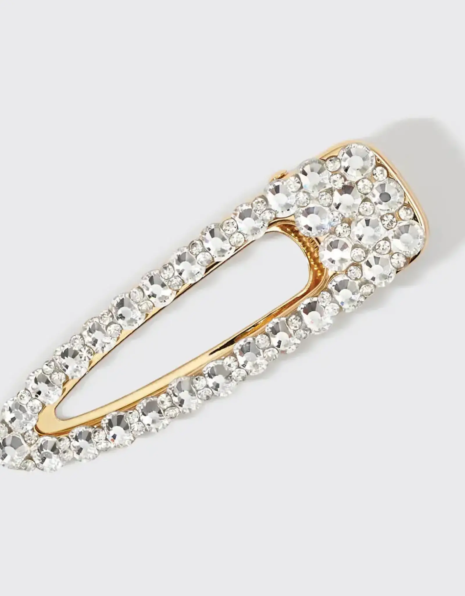 Metal Rhinestone Large Open Shape Hair Clip 1pc - Gold