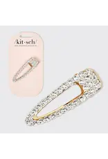 Metal Rhinestone Large Open Shape Hair Clip 1pc - Gold