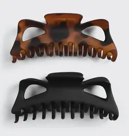Recycled Plastic Jumbo Classic Claw Clips 2pc - Black & Tort