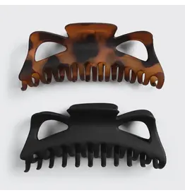 Recycled Plastic Jumbo Classic Claw Clips 2pc - Black & Tort