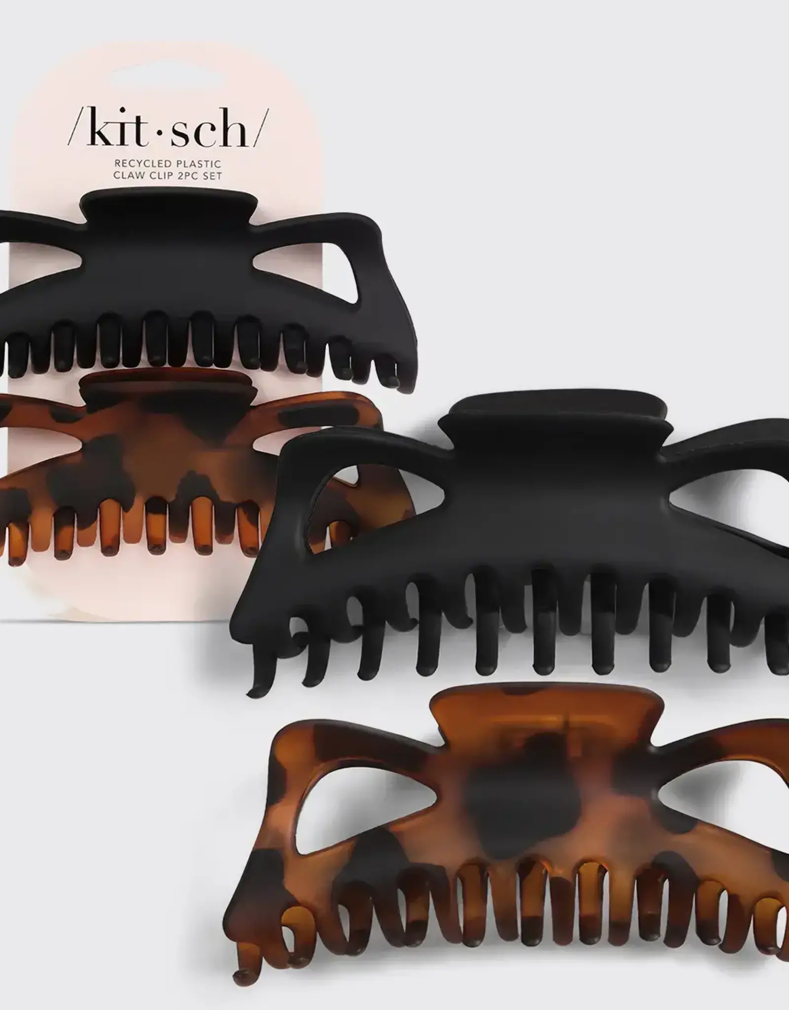 Recycled Plastic Jumbo Classic Claw Clips 2pc - Black & Tort