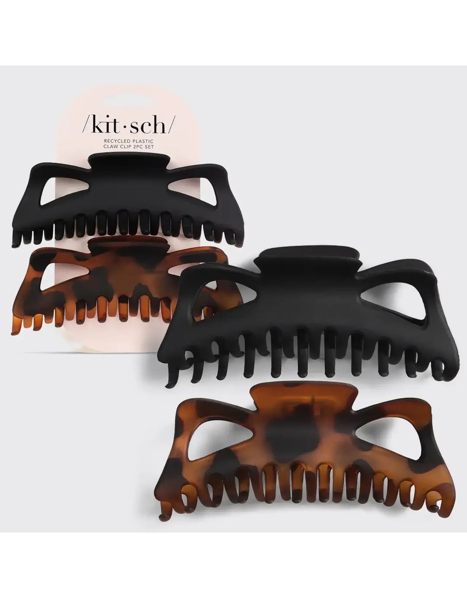 Recycled Plastic Jumbo Classic Claw Clips 2pc - Black & Tort