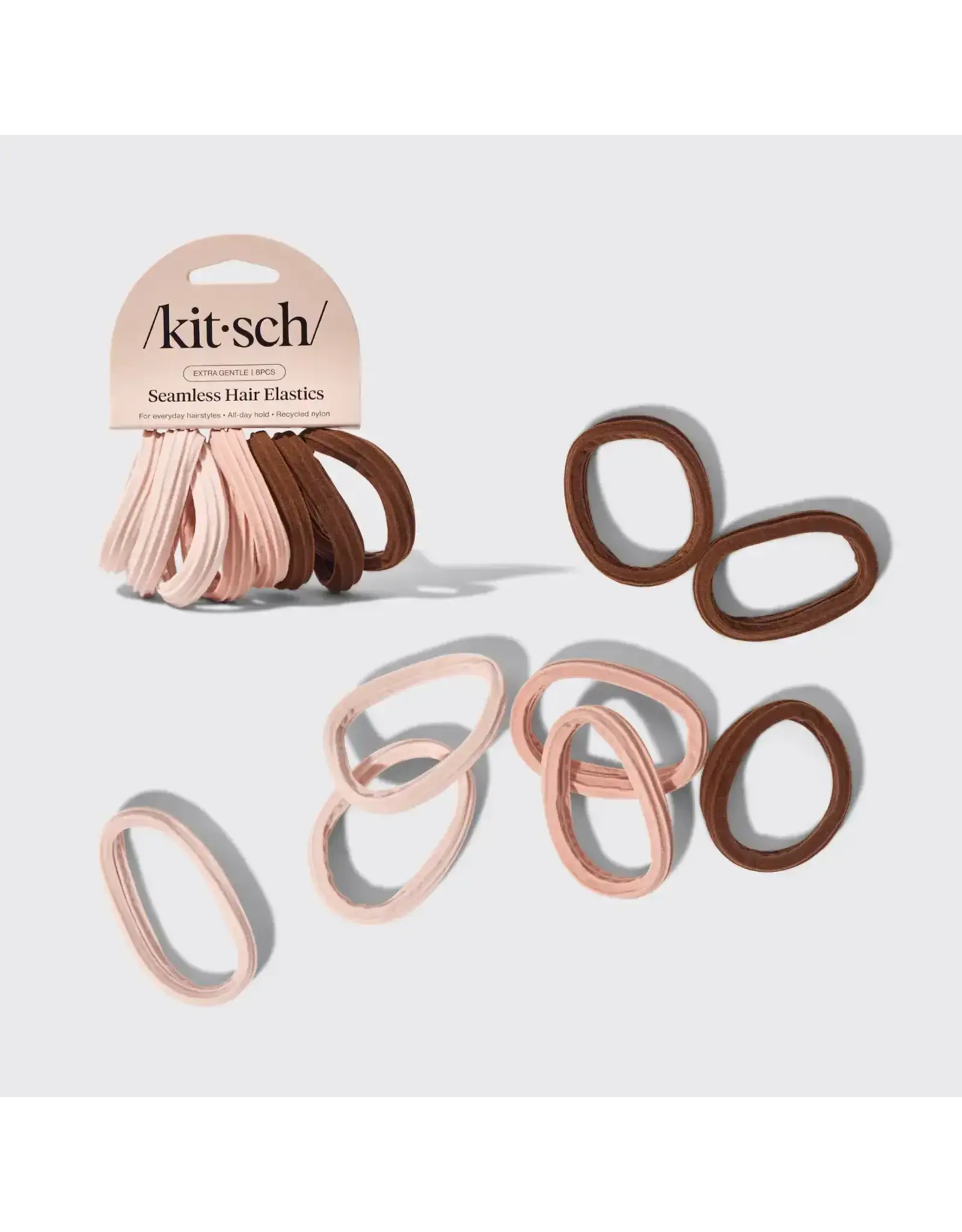 Recycled Seamless Hair Elastics 8pc Set- Rosewood