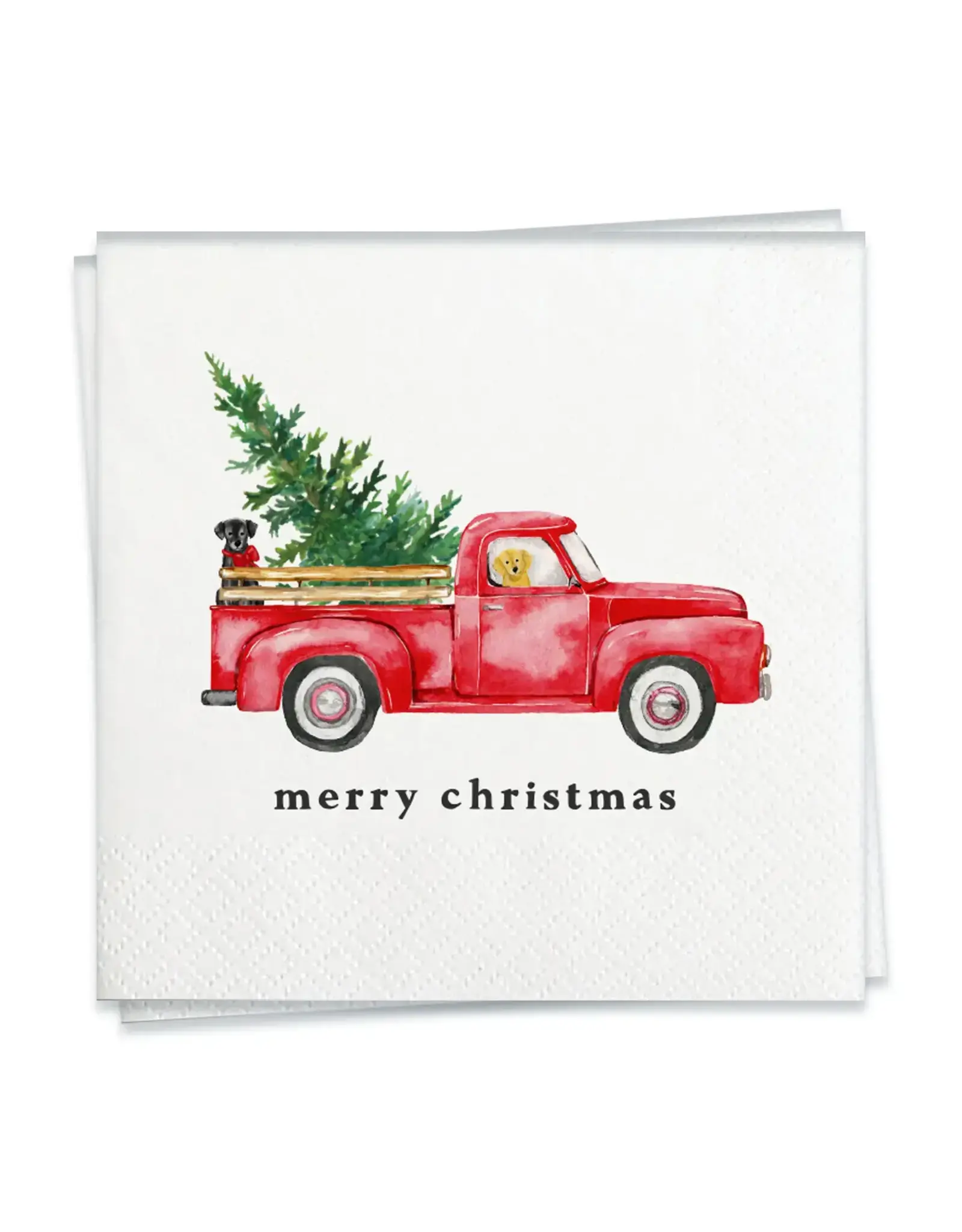 Merry Christmas Truck Cocktail Napkin