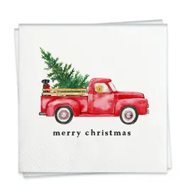 Merry Christmas Truck Cocktail Napkin