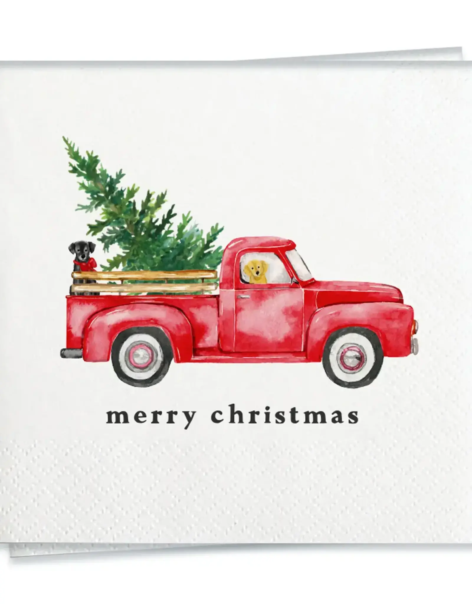 Merry Christmas Truck Cocktail Napkin