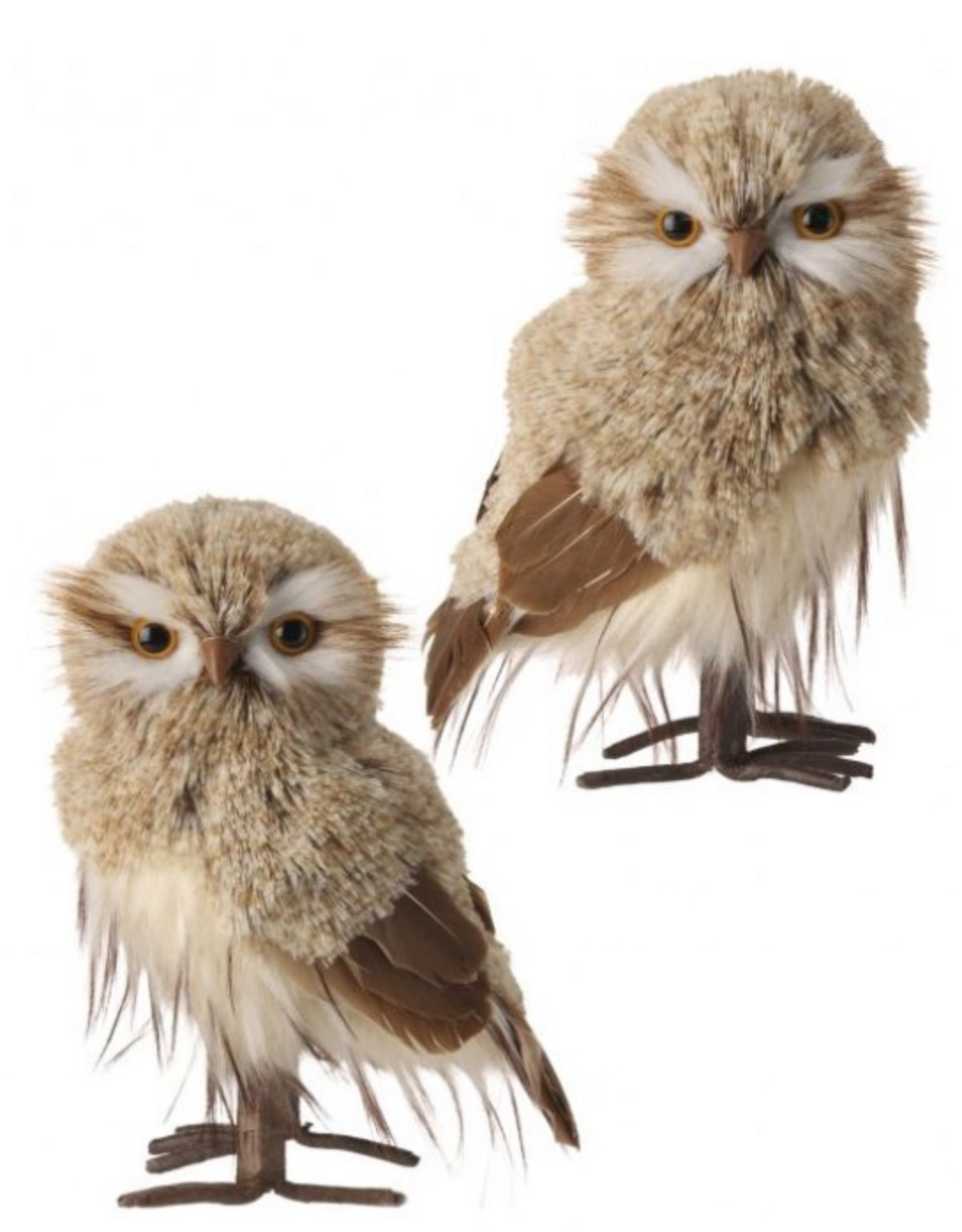 9" Winter Chalet Feather Owl