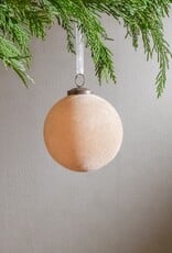 4" Flocked Glass Ball Ornament