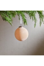 4" Flocked Glass Ball Ornament