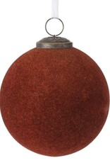 4" Flocked Glass Ball Ornament