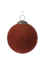 4" Flocked Glass Ball Ornament