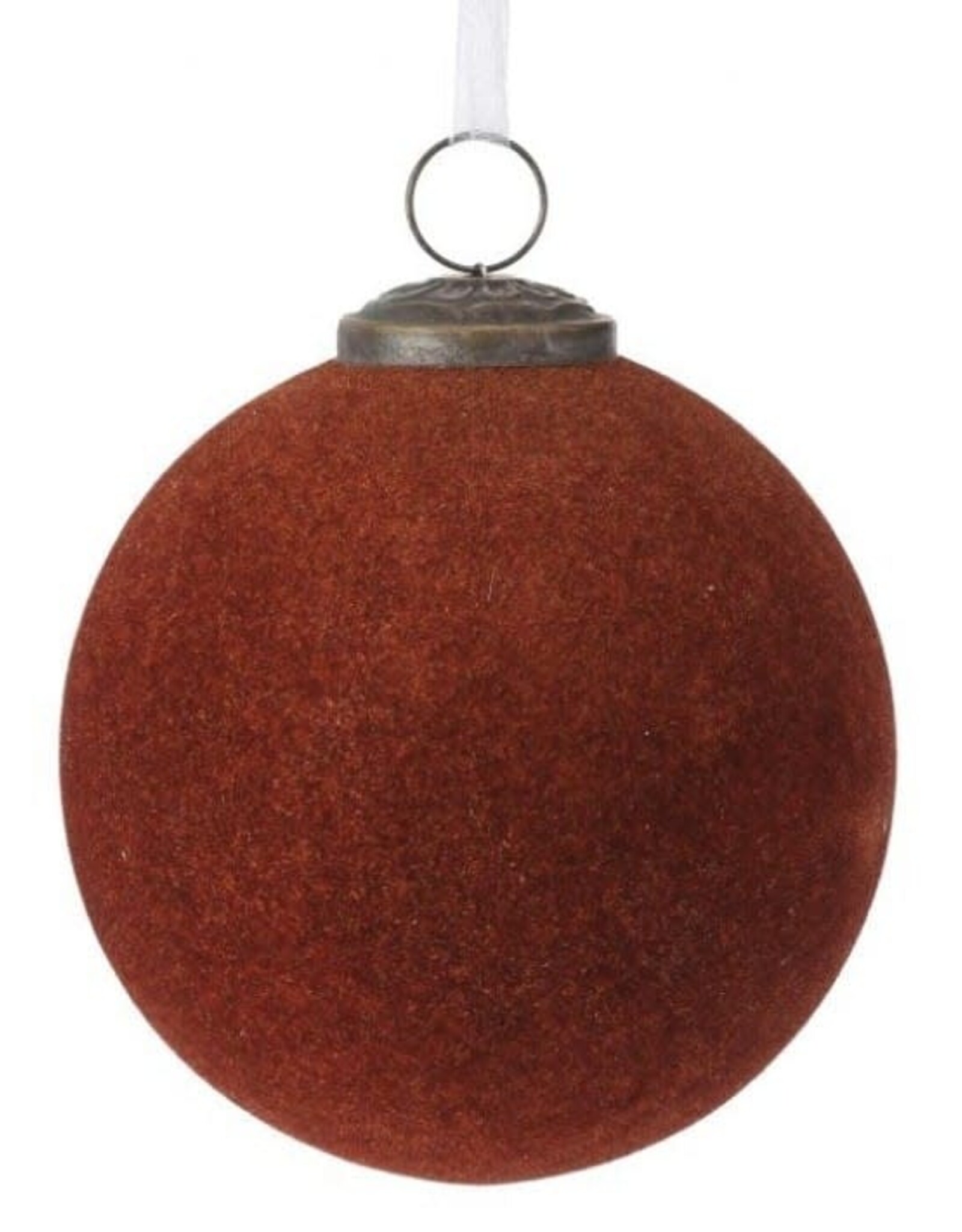 4" Flocked Glass Ball Ornament