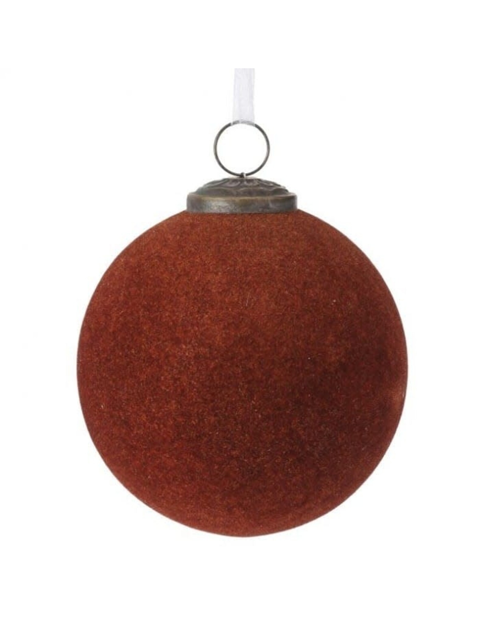 4" Flocked Glass Ball Ornament