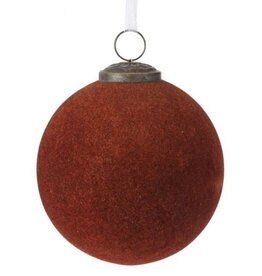 4" Flocked Glass Ball Ornament