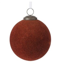 4" Flocked Glass Ball Ornament
