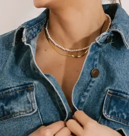 Herringbone Chain Necklace, Thick 17.75"