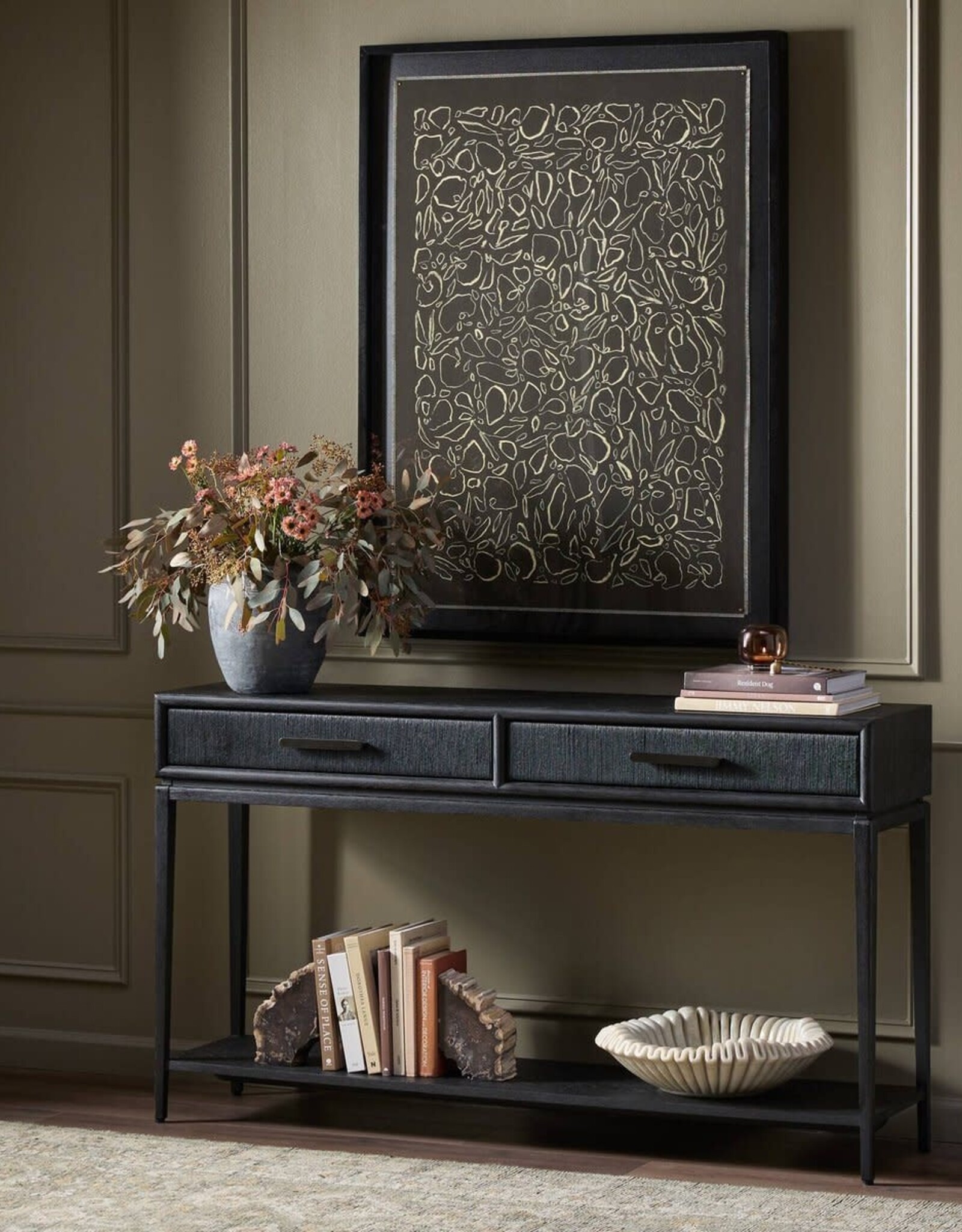 Rosenell Console Table 60" in Black Oak Solid