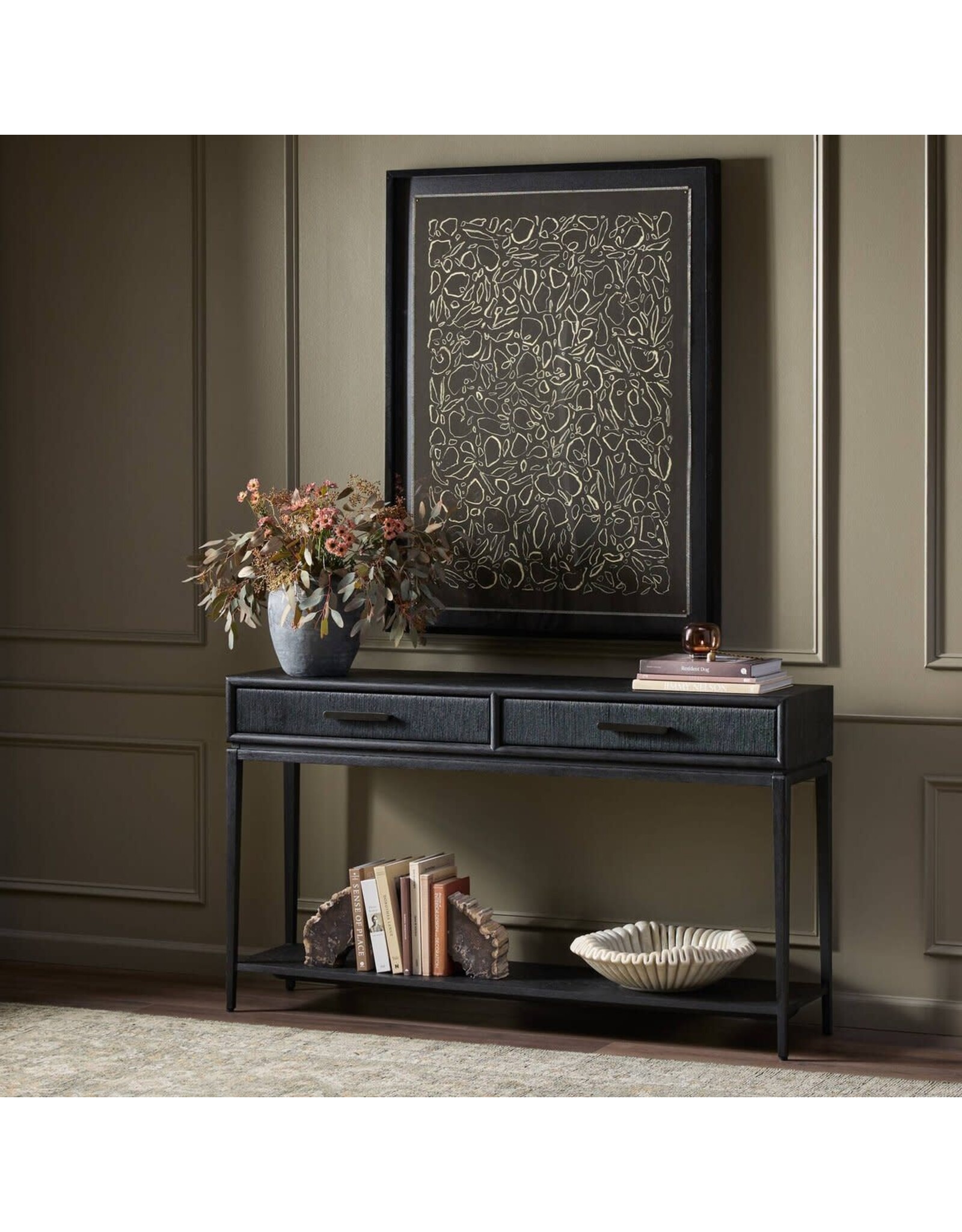 Rosenell Console Table 60" in Black Oak Solid