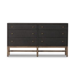 Fiona 6 Drawer Dresser in Black Raffia