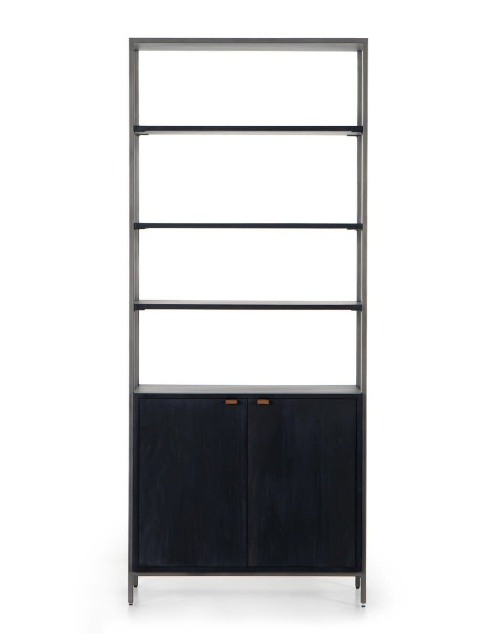 Trey Modular Wide Bookcase in Black Wash Poplar
