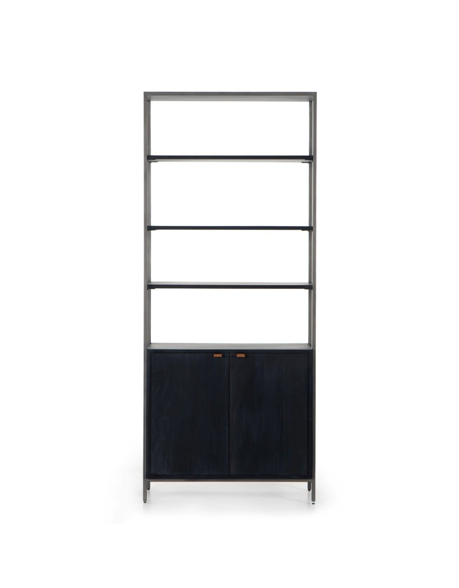 Trey Modular Wide Bookcase in Black Wash Poplar