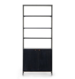 Trey Modular Wide Bookcase in Black Wash Poplar