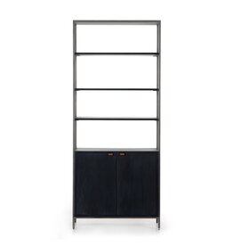 Trey Modular Wide Bookcase in Black Wash Poplar