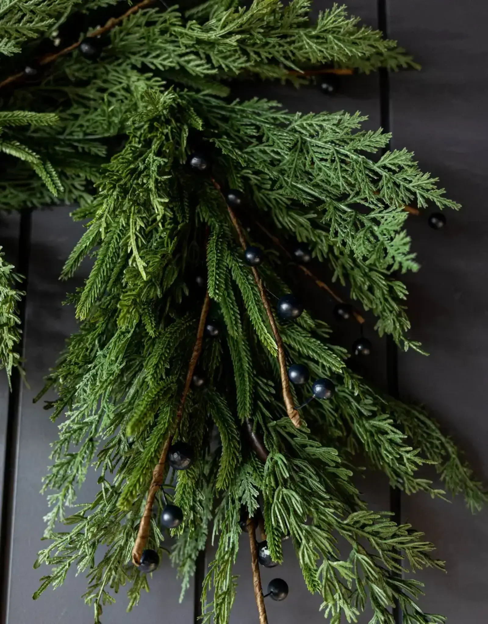 Navy Plum Berry Norfolk Cypress Real Touch Garland - 15 ft
