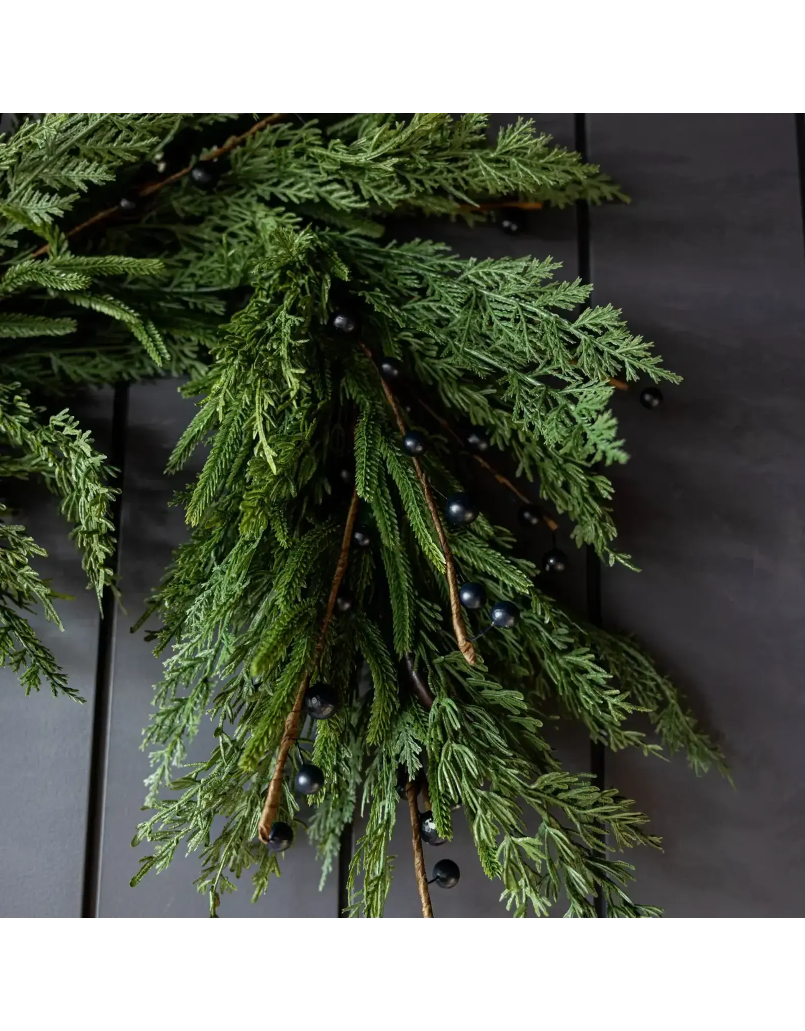 Navy Plum Berry Norfolk Cypress Real Touch Garland - 15 ft